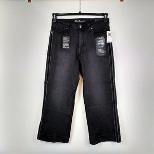 New Seven7 Jeans 10 High Rise Gaucho Limited Edition Black Velvet Stripe